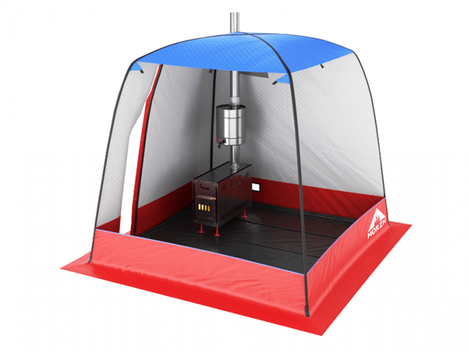 Мобильная баня-палатка МОРЖ c 2-мя окнами сине-красный в Хабаровске