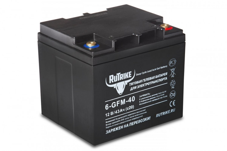 Тяговый гелевый аккумулятор RuTrike 6-GFM-40A (12V43A/H C20) в Хабаровске