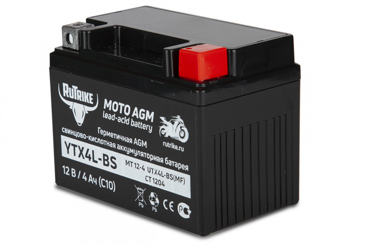 Аккумулятор стартерный для мототехники Rutrike YTX4L-BS (12V/4Ah) в Хабаровске