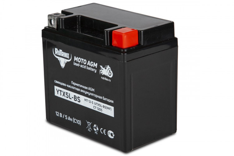 Аккумулятор стартерный для мототехники Rutrike YTX5L-BS (12V/5Ah) в Хабаровске