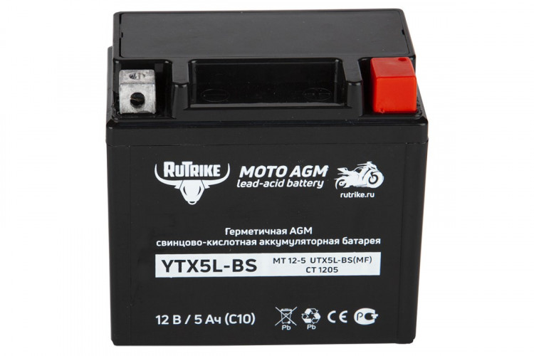 Аккумулятор стартерный для мототехники Rutrike YTX5L-BS (12V/5Ah) в Хабаровске