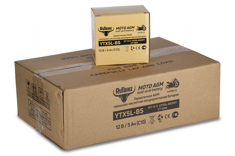 Аккумулятор стартерный для мототехники Rutrike YTX5L-BS (12V/5Ah) в Хабаровске