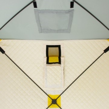 Палатка для рыбалки Helios утепл.Куб 1,5х1,5 желтый/серый в Хабаровске