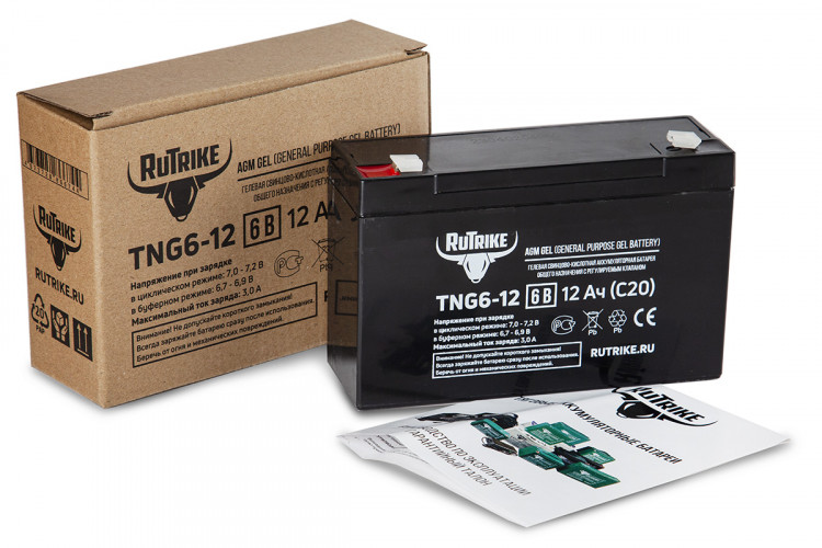 Тяговый гелевый аккумулятор RuTrike TNG 6-12 (6V12A/H C20) в Хабаровске