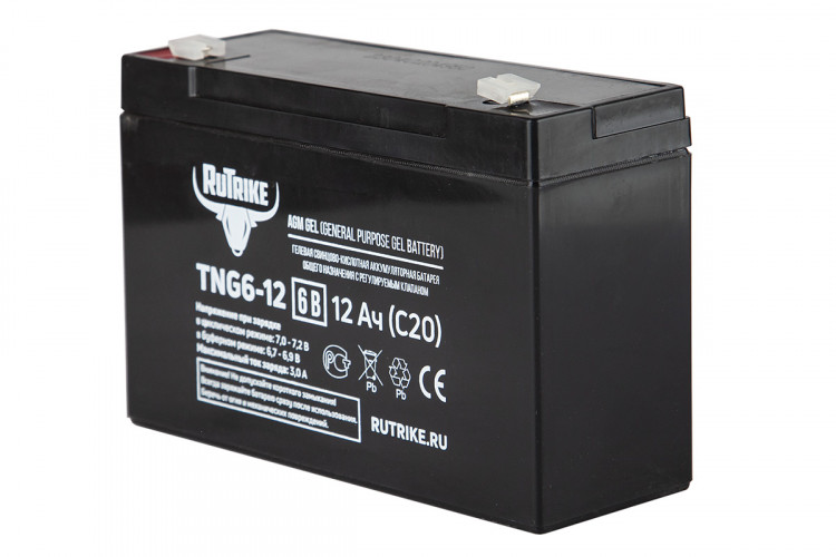 Тяговый гелевый аккумулятор RuTrike TNG 6-12 (6V12A/H C20) в Хабаровске