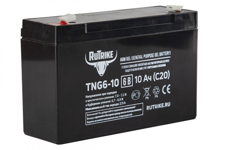 Тяговый гелевый аккумулятор RuTrike TNG 6-10 (6V10A/H C20) в Хабаровске