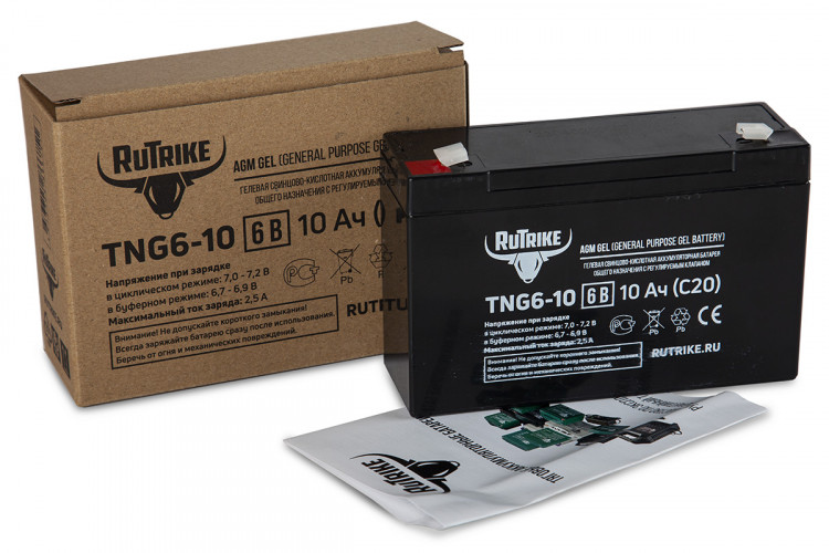 Тяговый гелевый аккумулятор RuTrike TNG 6-10 (6V10A/H C20) в Хабаровске