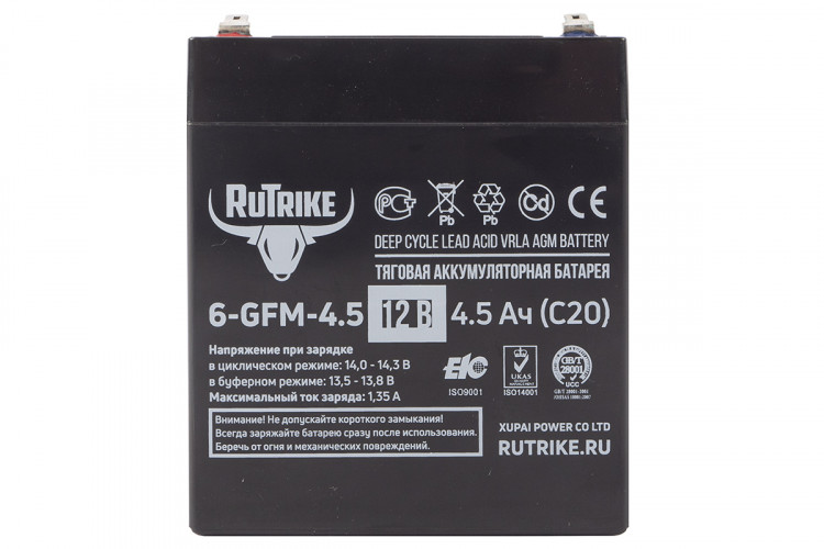 Тяговый гелевый аккумулятор RuTrike 6-GFM-4.5 (12V4.5A/H C20) в Хабаровске