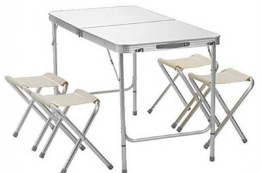 Набор стол раскладной водостойкий 120х60 и 4 табурета в Хабаровске