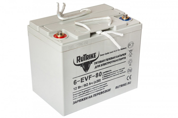 Тяговый гелевый аккумулятор RuTrike 6-EVF-80A (12V80A/H C3) в Хабаровске